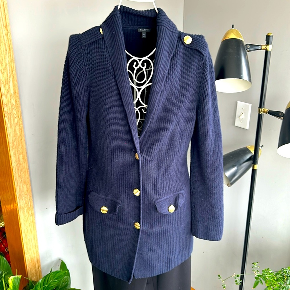 Talbots Navy Cardigan Sweater Sz M